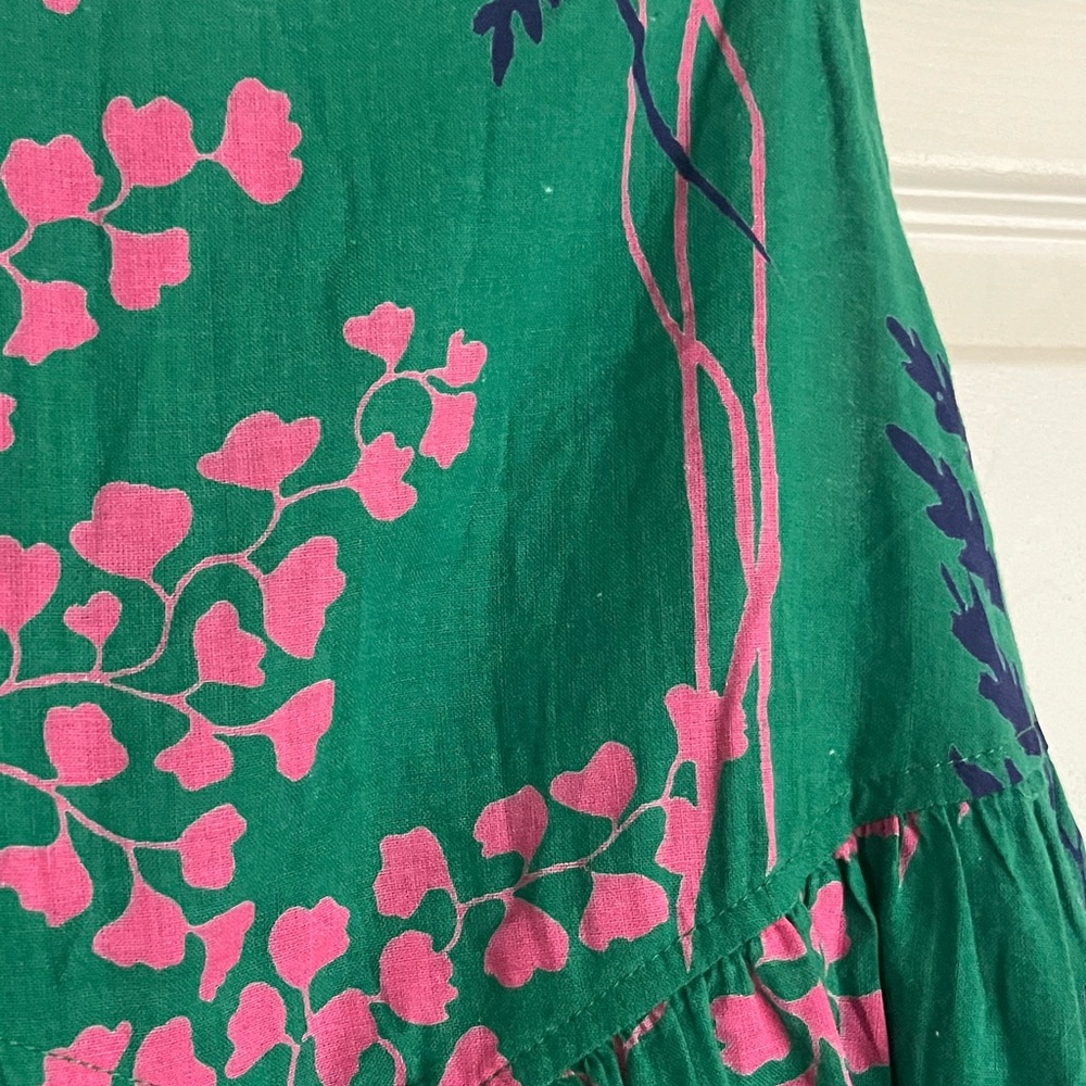 Pink Chicken Green Dress with Pink Floral Design - Picture 4 of 5